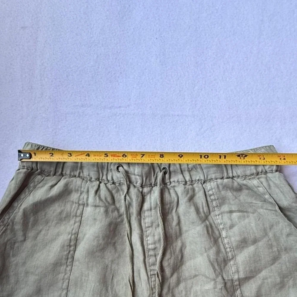 Nicole Miller 100% Linen Cargo Jogger Pants Sage Green Boho Coastal Medium